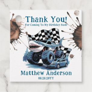Shark Attack Monster Truck Birthday Bash Welcome  Favour Tags