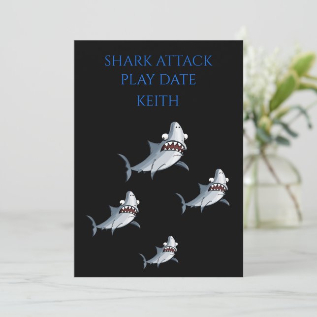 "SHARK ATTACK" PLAY DATE INVITATION (Standing Front)