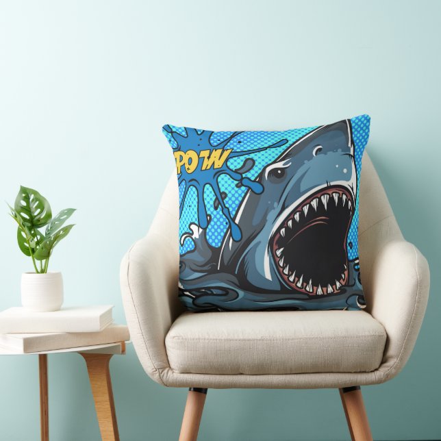 Shark Attack POW Superhero Comic Water Splat Cushion (Chair)