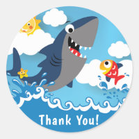 Shark Attack Thank You Favour Sticker
