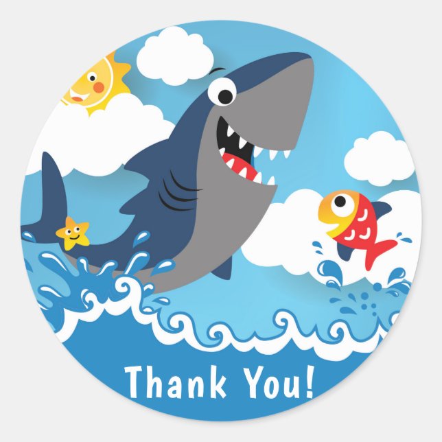 Shark Attack Thank You Favour Sticker (Front)