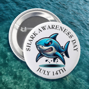 Shark Awareness Day is July 14th 6 Cm Round Badge