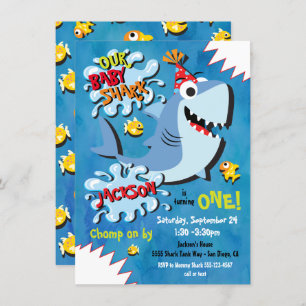 Shark Baby Birthday Party invitation