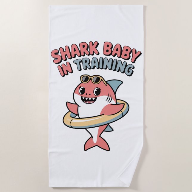 Shark Baby in Training | Kids Beach Towel (Front)