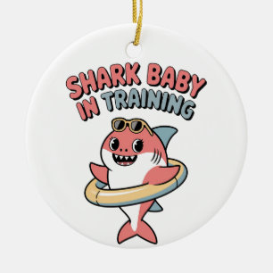 Shark Baby in Training Kids Ceramic Ornament