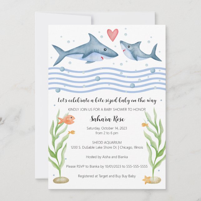 Shark Baby Shower Invitation Under the Sea Invite (Front)
