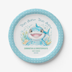 Shark Baby Shower Ocean Sea Blue Boy Baby Shower Paper Plate