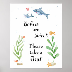 Shark Baby Shower Please Take a Treat Sign