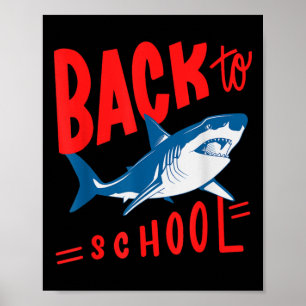 Shark Back To School Boys Teacher Student Vintage  Poster