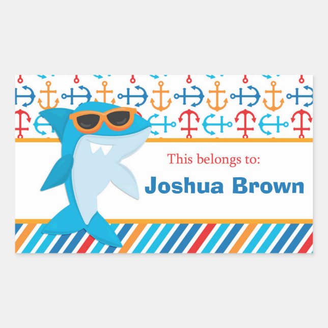 Shark Back to School Personalised Labels (Front)