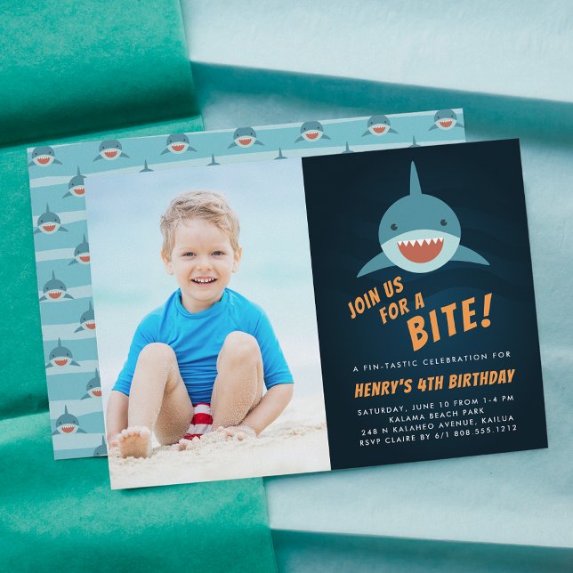Shark Bait | Birthday Party Photo Invitation (Creator Uploaded)