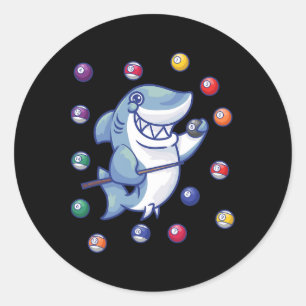 Shark Billiard Player I Pool Billiard I Snooker I  Classic Round Sticker