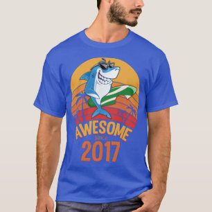 Shark Birthday 3 Years Old Surf Awesome Since 2017 T-Shirt