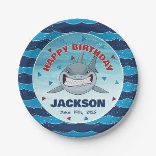 Shark Birthday Boys Paper Plate