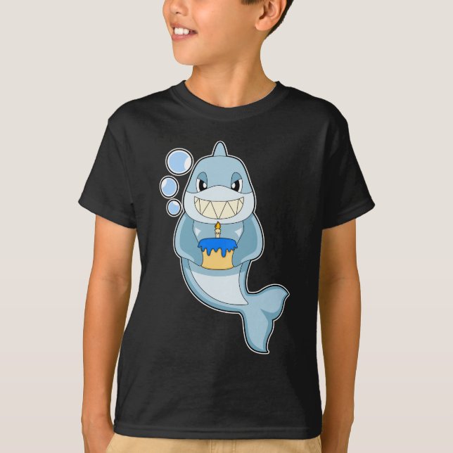 Shark Birthday Candle Cake T-Shirt (Front)