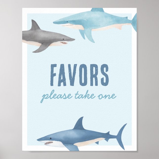 Shark Birthday Favours Sign (Front)