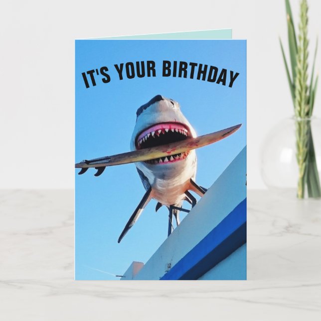 SHARK BIRTHDAY FUNNY KILLER SHARK GREETING CARD (Front)