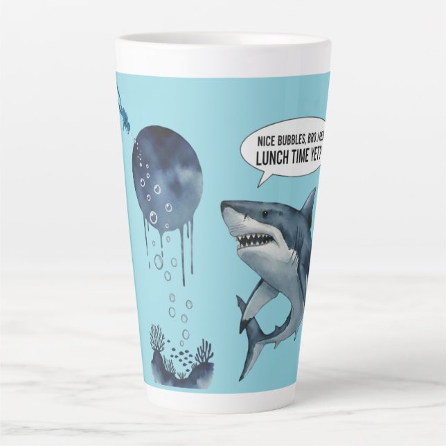 shark birthday gift  latte mug (Front)
