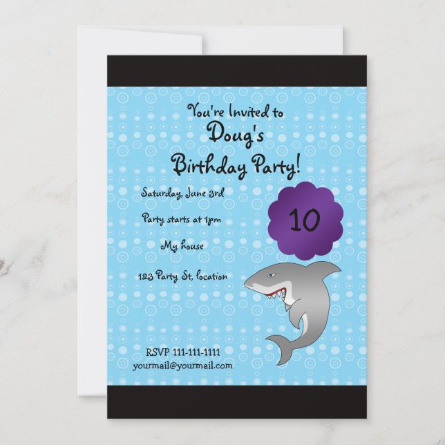 Shark birthday invitation (Front)