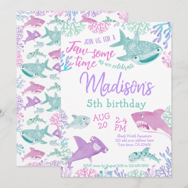 Shark Birthday Invitation (Front/Back)