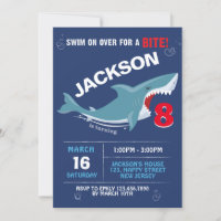Shark Birthday Invitation. Bite party