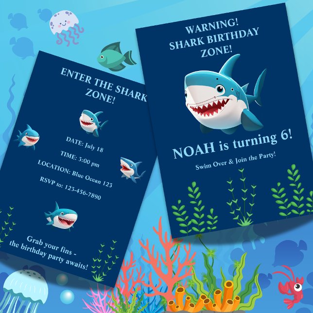 Shark Birthday Invitation Boy | Editable  (Creator Uploaded)