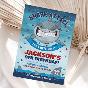 Shark Birthday Invitation, Boy Under the Sea Party Invitation