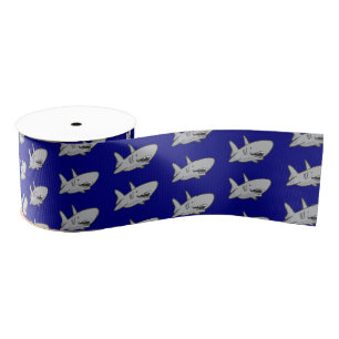 Shark birthday Party Blue Grosgrain Ribbon