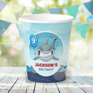 Shark Birthday Party Blue Paper cup