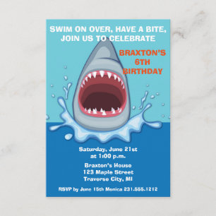 Shark Birthday Party Invitaitons Invitation