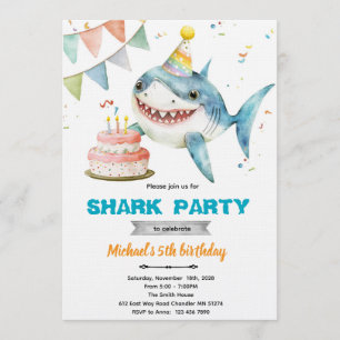 Shark birthday party invitation