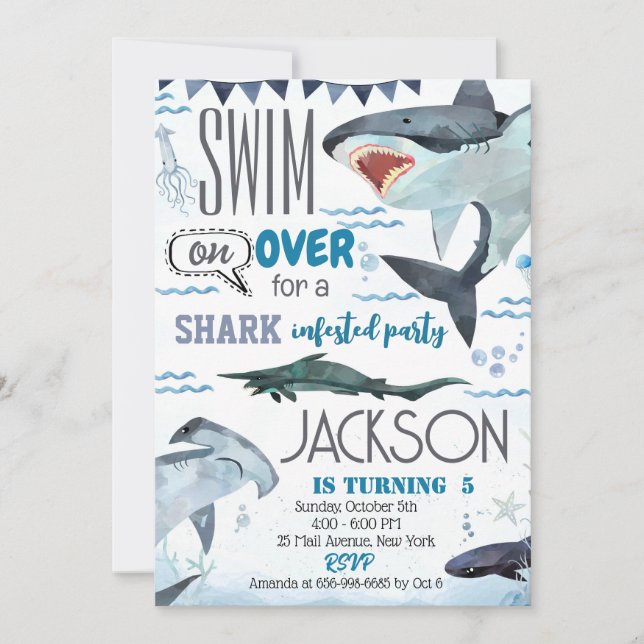 Shark Birthday Party Invitation (Front)