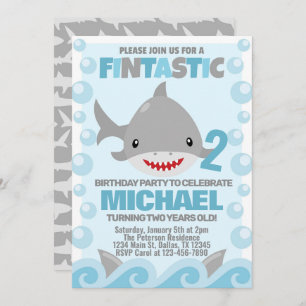 Shark Birthday Party Invitation Invite