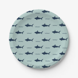 Shark birthday Party Invitation Paper Plate
