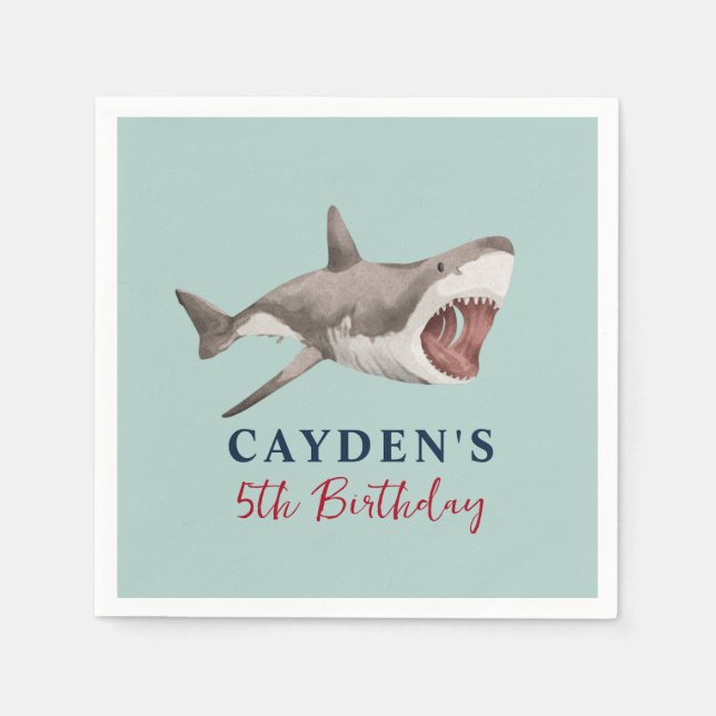 Shark birthday Party Napkin (Front)