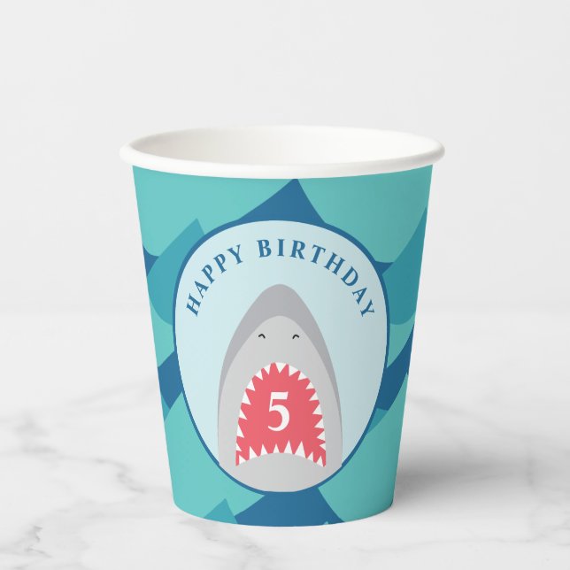 Shark birthday Party Paper Cups (Front)