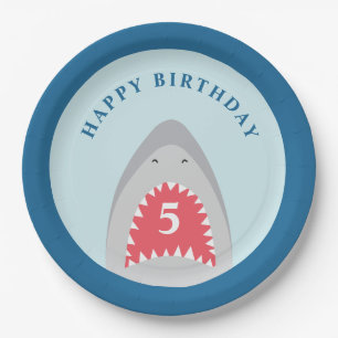 Shark birthday Party Paper Plate