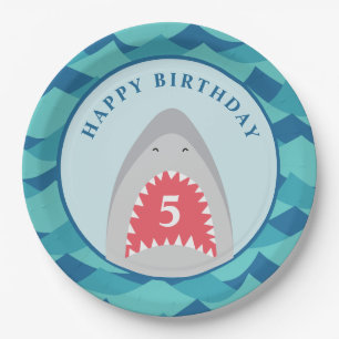 Shark birthday Party Paper Plate
