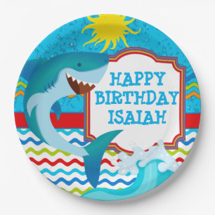 Shark Birthday Party Personalised Paper Plates