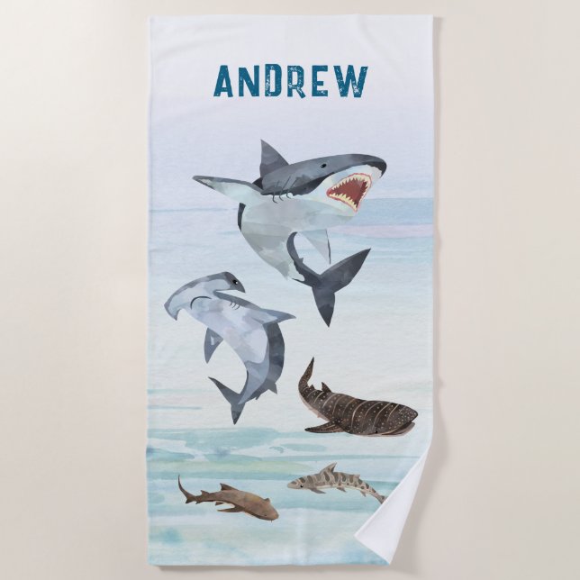 Shark Birthday Pool Party Towel Favour Gift (Front)