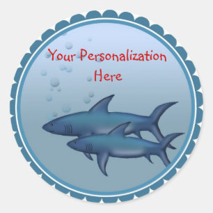 Shark BIrthday Stickers