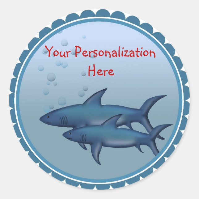 Shark  BIrthday Stickers (Front)