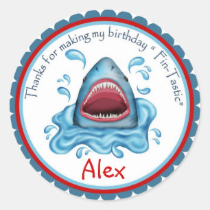Shark  BIrthday Stickers