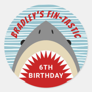 Shark Bite Any Age Birthday Party Classic Round Sticker