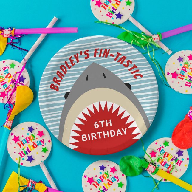 Shark Bite Any Age Birthday Party Paper Plate (Creator Uploaded)