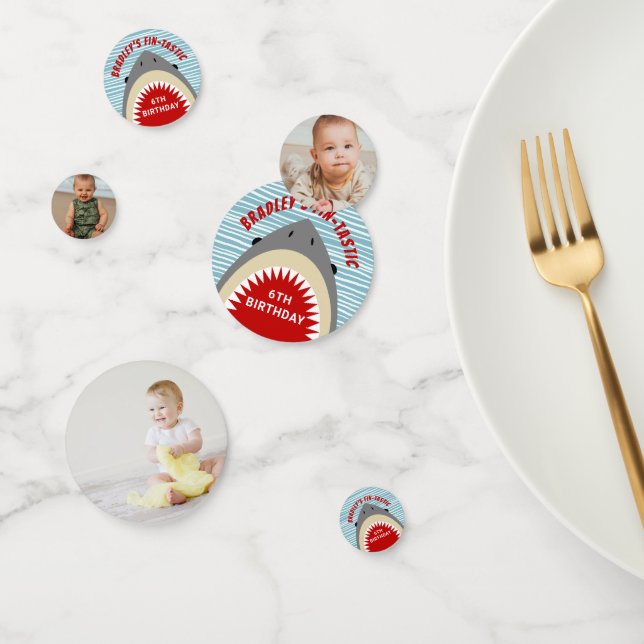 Shark Bite Any Age Birthday Party Photo Confetti (Group)