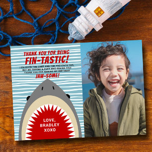Shark Bite Any Age Birthday Photo Thank You Card