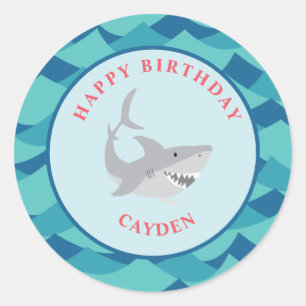 Shark bite birthday Party Classic Round Sticker