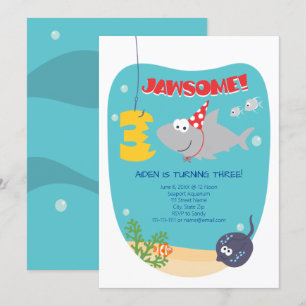Shark Bite Third Birthday Invitation
