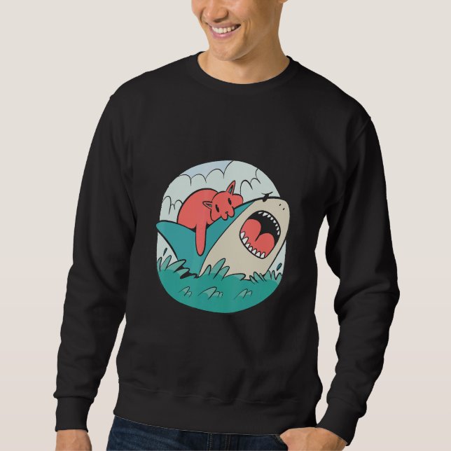 Shark bitten by cat sweatshirt (Front)